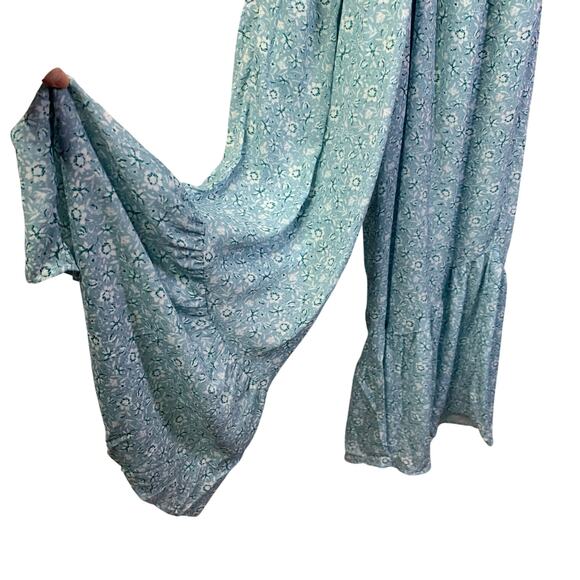 OLI & HALI Jumpsuit‎ Large Boho Floral Wide Leg W/Tiered Ruffle Hem Smocked Bust - Picture 4 of 14